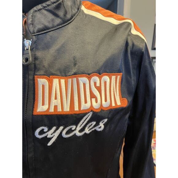Women's Harley Davidson Nylon Cafe Racer Motorcycle Jacket Biker Size Med - Picture 2 of 12